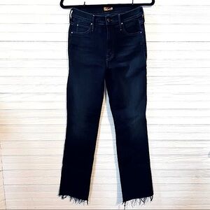 MOTHER Denim | The Rascal Ankle Snippet | Raw Hem Dark Wash Jeans